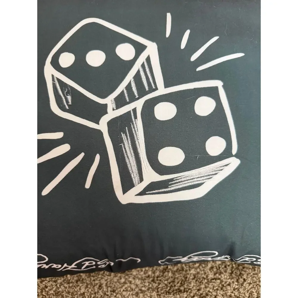 Ed Hardy Dice Throw Pillow 18x18 Tattoo Graphic Black White Decorative Accent